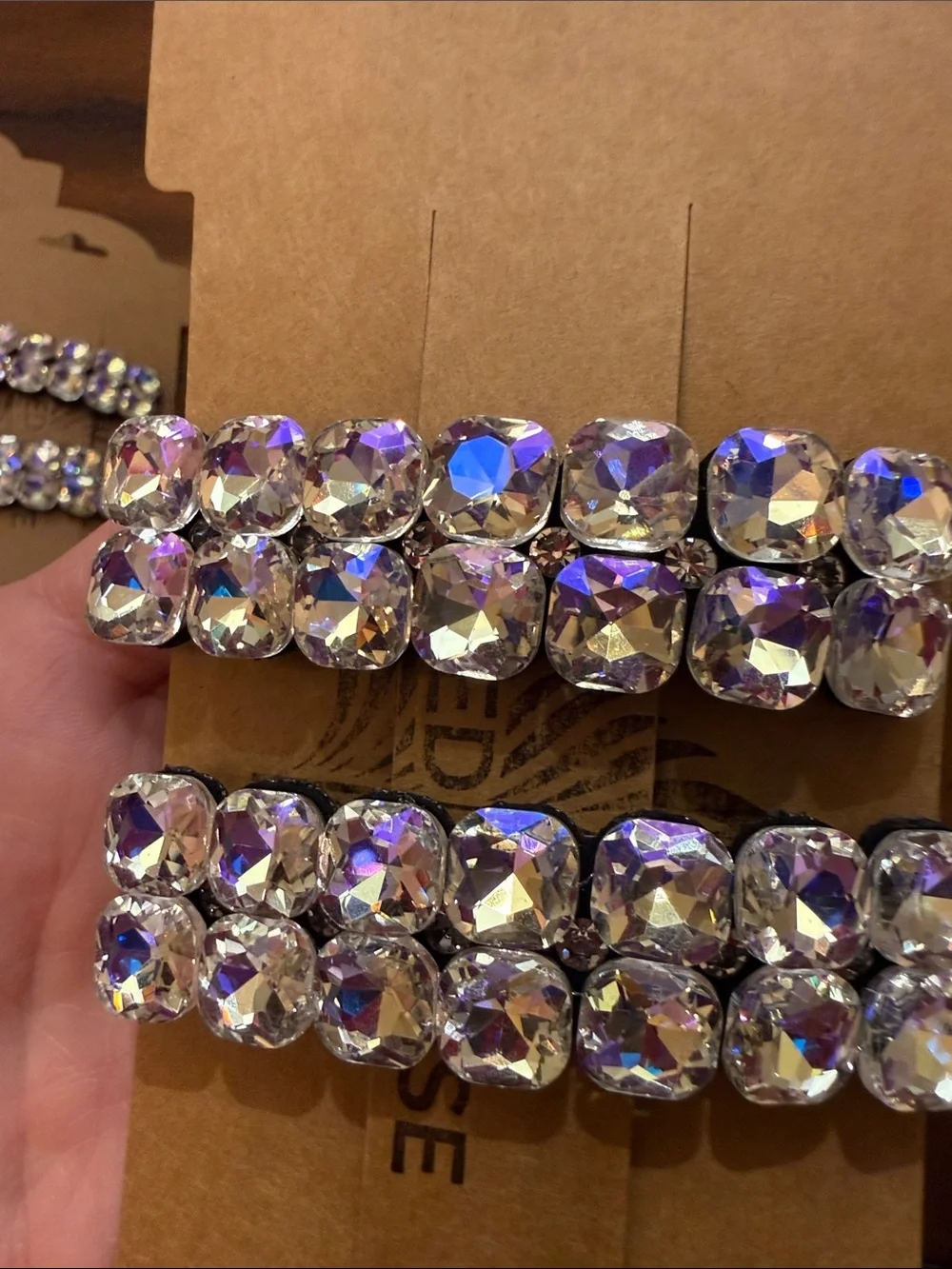 Clear BLING AB K9 Crystal Rectangle Hair Clips - Clear Iridescent Accent